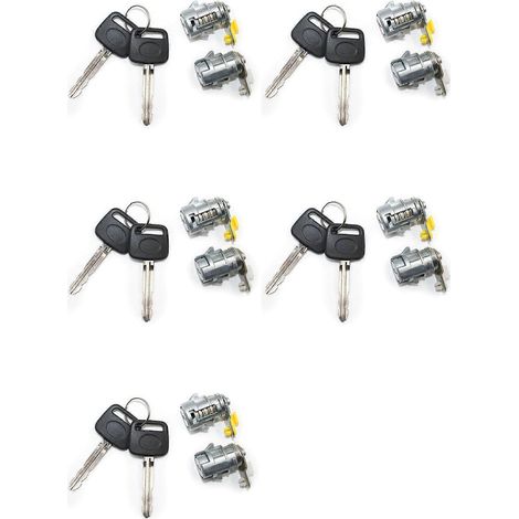 Juego de 5 cerraduras de puerta con llave (izquierda y derecha) para Toyota Pickup 89-95 y 4Runner 89-98. Cilindro de cerradura de puerta Toyota con llave 69051-35030. (1/5)