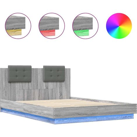 Maison Exclusive - Estructura de cama cabecero luces LED gris Son