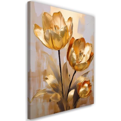 Tableau déco Tulipes dorées Glamour 60x90 (1/5)
