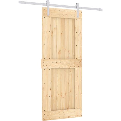 Sliding Door Natural and White 85 x 210 cm Solid Pine Wood vidaXL (1/5)