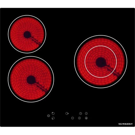 STV603-SCHNEIDER Plaque vitrocéramique encastrable 3 foyers radiants, 5200W