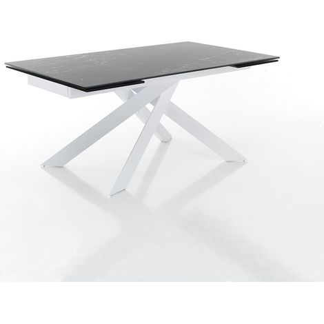 Ausziehbarer Tisch Keramik Marmor 90x160/220 cm Lundy Matt Black Marble