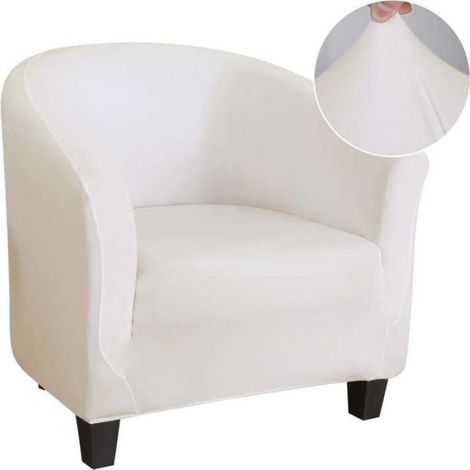 Housse de canapé extensible en soie de lait pour canapé une place - Beige - (1/4)