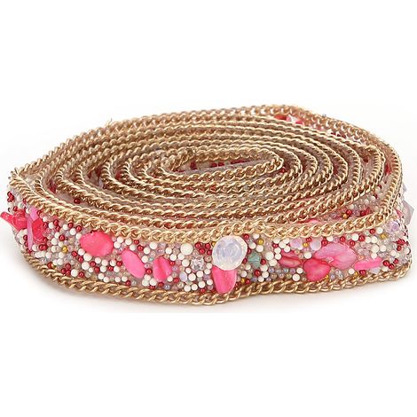 Ruban chaîne gravier rhinestone 1,5 cm largeur rouge pour décoration vêtements chaussures accessoires (1/5)