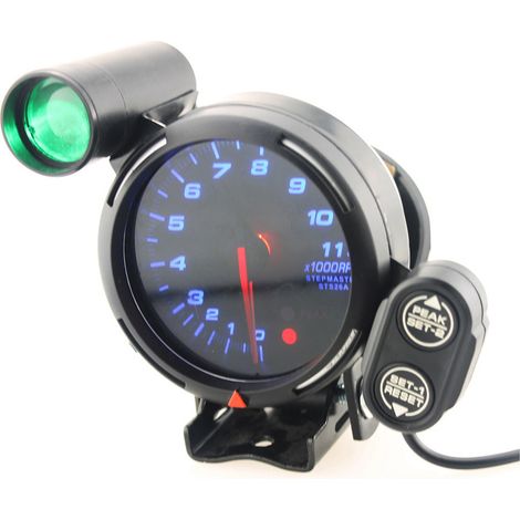 Tachymètre Voiture 12V - 3,6 Pouces, 11000 TR/min, LED Bleu, Avertisseur Changement Vitesse (1/5)