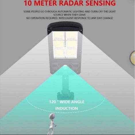 Lampe Solaire - 6000 Lm - Détecteur De Mouvement - 3 Modes - Étanchéité Ip67 - Pour Extérieur - 1 Pièce (1/5)