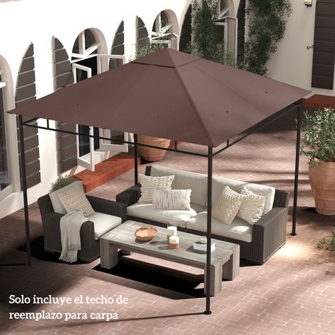 Telo di ricambio Outsunny per gazebo, tenda, gazebo da giardino, tessuto in poliestere ad alta densità 180 g/m², resistente ai raggi UV, 3 x 3 m, colore caffè.