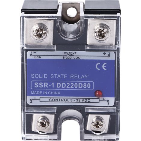 Relais à semi-conducteurs DC vers monophasé Entrée 3-32VDC 5-220VDC Charge SSR pour système de contrôle 80A (1/5)