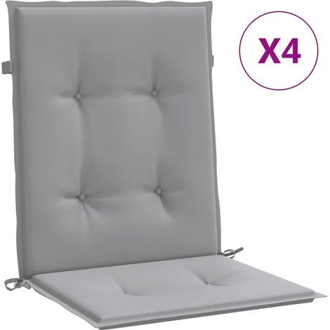 Coussins de chaise de jardin à dossier bas lot de 4 gris (1/5)