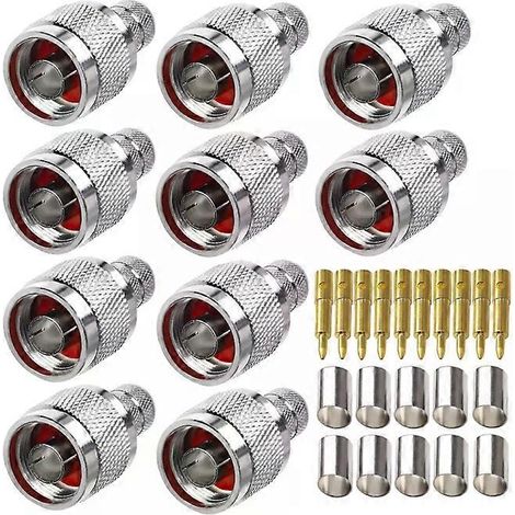 Connecteurs LMR400 de type N - Câble coaxial RF à faibles pertes, lot de 10 (1/2)