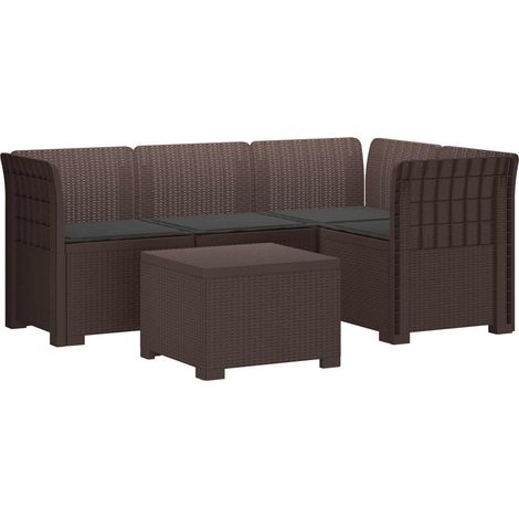 4-Sitzer Garten Sofa mit Kissen Rattan Look PP Braun vidaXL (1/5)