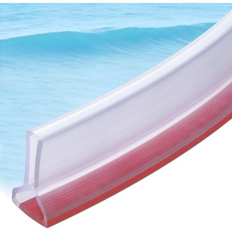 Seuil De Douche Barrage, 2M Barrière de Douche Pliable Silicone, 5CM Haute Barrière d'eau, Autocollante Barre de Seuil Douche, Barrage d'eau seuil pour Salle de Bain(Transparent 3  5) (1/5)