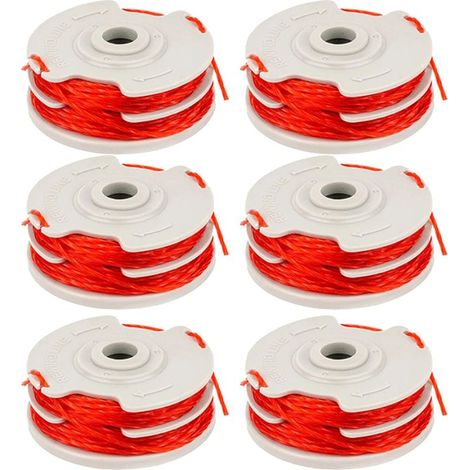 Lot de 6 bobines de rechange FLY021 pour débroussailleuses sans fil Flymo des séries Contour, Power Trim, Mini Trim, Multi Trim et Revolution, avec fil de coupe à double alimentation automatique (1/5)