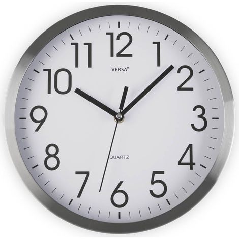 Horloge Murale silencieuse décorative pour Cuisine, Salon, Salle à Manger ou Chambre à Coucher, Style Moderne, Dimensions (H x L x L) 20 x 4,1 x 20 cm, Aluminium, Blanc et Argent (1/5)