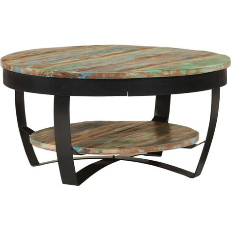 Mesa de café 65x32 cm de madera reciclada masiva (1/5)