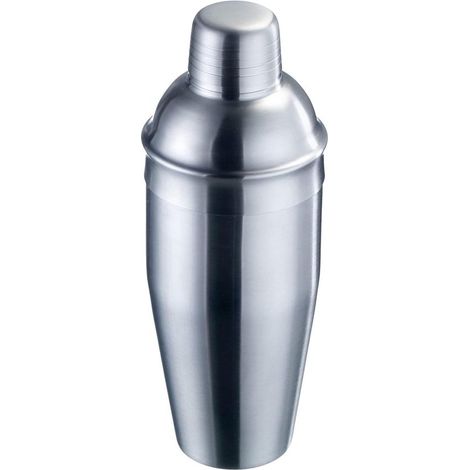 Cocktailshaker mit integriertem Sieb und Deckel, Fassungsvermögen: 0,75 Liter, Edelstahl, silber/gebürstet