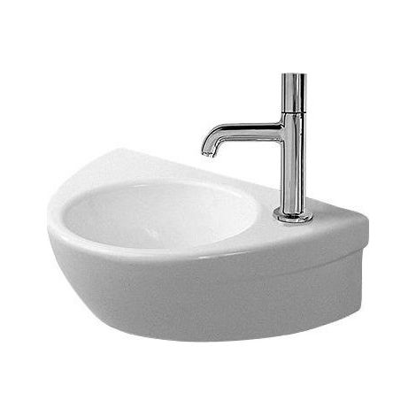 Lave-mains Duravit STARCK 2 sans trop pleinavec plage de robinettrie 380x260mm 1 trou de robinetterie blanc
