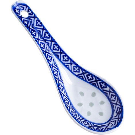 5 Pièces Cuillères en Mélamine Cuillères à Riz Asiatique Chinois Won Ton Cuillère à Soupe Cuillère en Porcelaine Bleue Et Blanche (1/5)