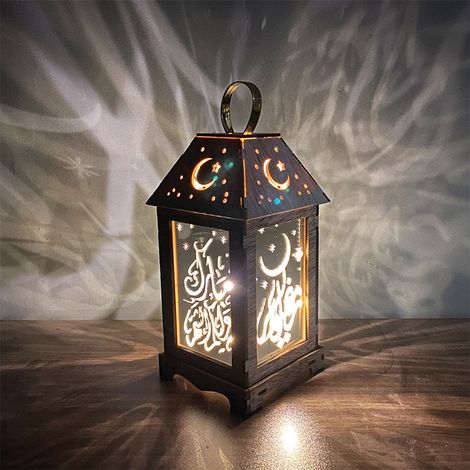 Lanterne décorative en bois, sur le thème du Ramadan et de l'Aïd, pour les tables, les jardins, les fêtes, les événements et la décoration intérieure.-AquaForge (1/4)