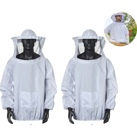 Combinaison d'apiculteur veste anti-piqûres d'abeilles vêtements de protection apicole pour le jardinage 2 pièces (1/5)