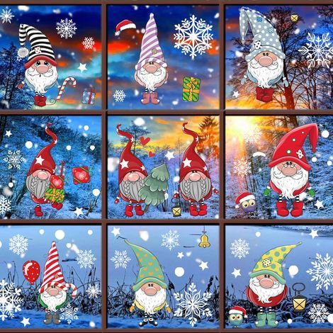 Statisch haftende Weihnachtsmann-Elch-Aufkleber, Weihnachtsdekorationen für Schaufenster in Einkaufszentren, statisch haftende Weihnachtsaufkleber für Glas (1/5)