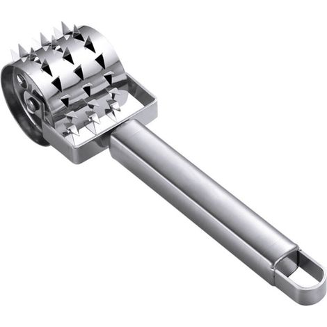 Attendrisseur de viande à rouleau, rouleau en acier inoxydable, bâtonnet à assaisonner, pour steak, poulet, porc, bœuf, ustensiles de cuisine, 1 pièce (1/5)