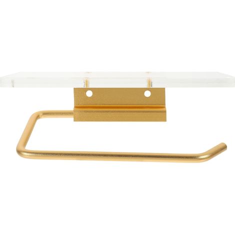 Support rouleau WC, acrylique/doré/sans perçage/avec étagère (1/5)