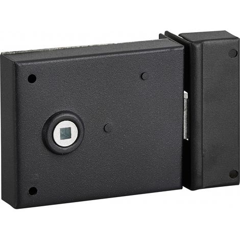 Thirard – Serrure horizontale en applique à fouillot pour porte intérieure – Pêne demi-tour en alliage – Axe 70mm – Carré 6mm – Dimensions 95x76mm – Finition époxy noir