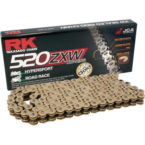 Catena a trasmissione aperta RK GB520ZXW/112 con rivetti oro/oro