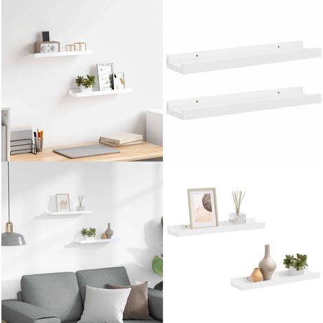 Étagères murales 2 pcs Blanc brillant 40x9x3 cm - Étagères Murales - Étagères Déco - Rangement Mural - Décoration Murale - Meubles Blancs - Home & Living (1/5)