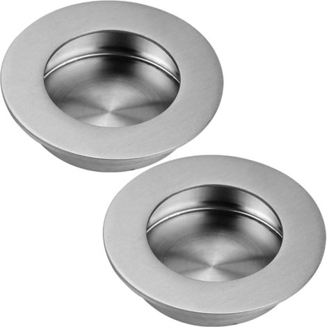 Poignée Encastrée Ronde - Acier Inoxydable 304 - Pour Porte Coulissante Tiroir Armoire - Diamètre 65 mm Profondeur 12 mm - Lot de 2 (1/5)