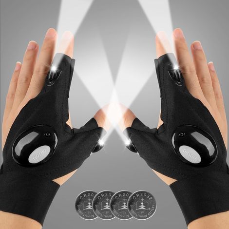 Handsfree LED-Taschenlampen-Handschuhe, einzigartiges Geschenk für Männer, Frauen, Vater, ihn, Freund, Ehemann, ideal zum Angeln, Camping, Reparaturen, helle, flexible beleuchtete Handschuhe, (1/5)