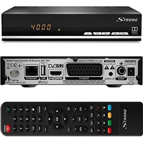 Strong SRT 7007 Décodeur Satellite HD Free to Air avec affichage (Récepteur TV Sat, HDMI, SCART, USB) noir