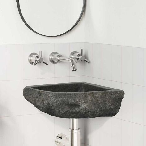 vidaXL Wall Hung Corner Basin Grey (30-37) x (30-37) x 12 cm