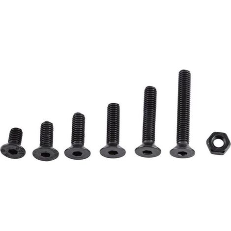 Lot de 250 vis à douille hexagonale en alliage d'acier M3 noir avec boulon hexagonal Kit d'assortiment de soutien-gorge de machine (C : tête plate) (1/4)