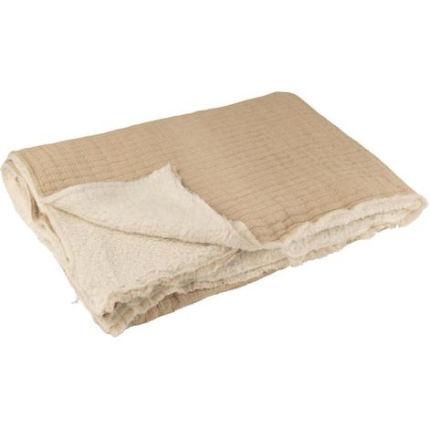 Plaid Déco Lignes "Teddy" 130x180cm Beige (1/4)