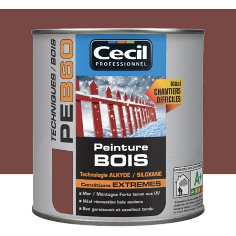 Peinture bois extérieur glycéro 0,5 L – Rouge Pays Basque RAL 3004 – Résistance UV et intempéries – Hydrofuge et souple – Cecil - PEB60 (1/3)