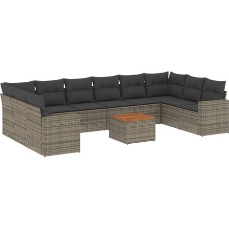 Maison Exclusive - Set de sofás de jardín 11 pzas y cojines ratán (1/5)