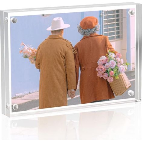1 pièce Cadre photo magnétique en acrylique - Double face - 9 x 13 cm - Magnétique - Pour photo de 9 x 10 cm, 9 x 13 cm et 8 x 10 cm - Épaisseur : 10 + 10 mm (1/5)