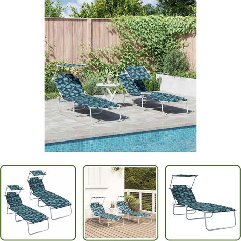 Sonnenliege - Sonnenliege 2 pcs Grün 58 x 188 x 77cm Polyester (1/5)