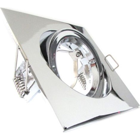 Porta Faretto Led GU10 MR16 Orientabile Quadrato Con Ghiera Cromato
