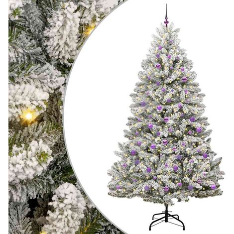 Sapin de Noël  Arbre de Noël artificiel Vert et blanc 240 cm PVC et métal (1/5)