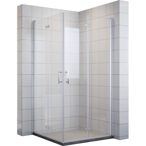 SONNI Duschkabine Eckeinstieg Dusche mit falttür Eckeinstieg faltbar Seiten faltbar Duschabtrennung Faltdusche NANO Glas Höhe 195cm 90x90 cm (1/5)
