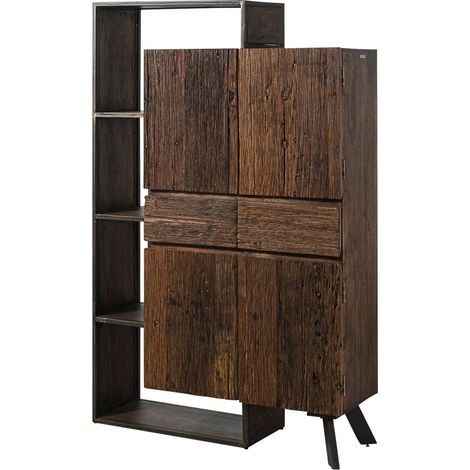 Schrank Akazie / Altholz 118x40x183 braun lackiert SEVILLA 01