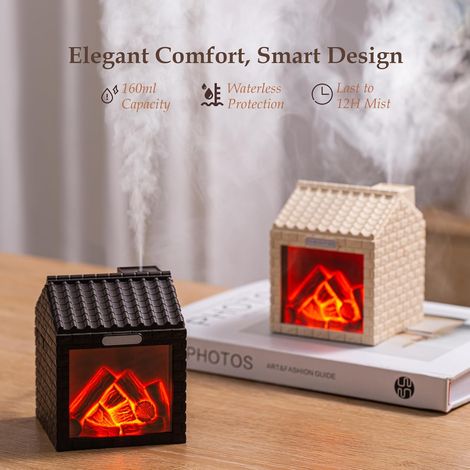 Mini humidificateur cheminée 200ml, brume froide USB, effet flamme LED portable pour chambre et bureau (1/5)