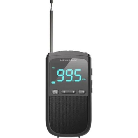 Geeignet für tragbare digitale AM/FM-Radios, Wetterwarnungen, Weckerfunktionen, 3,5-mm-Kopfhöreranschluss, 800-mAh-Akku.