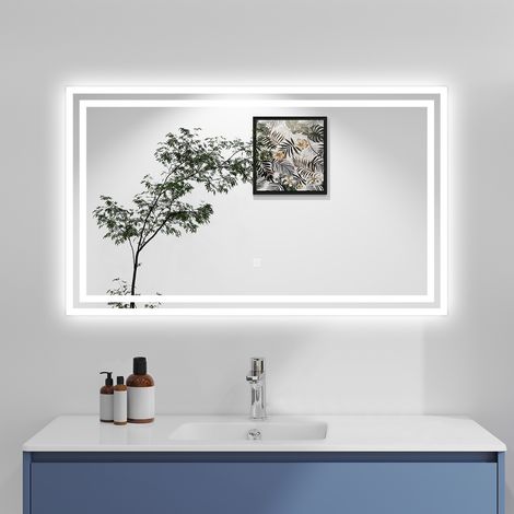 OCEAN Specchio da bagno 60x50cm con LED,Memoria,IP44, Vetro HD (1/4)