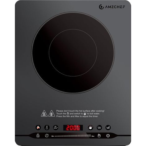 2000W Induktionskochfeld 1 Platte, Induktionskochplatte Einzel, Extra Leise (≤42dB), Nur 4cm Schlankes Design, 9 Stufen & 4 Menüs, Timer, Grau (1/5)