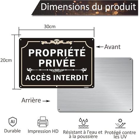 Aluminium Property Access Sign Black with 6 Pre-Holes Weather Resistant for Home Business Security (1/4)