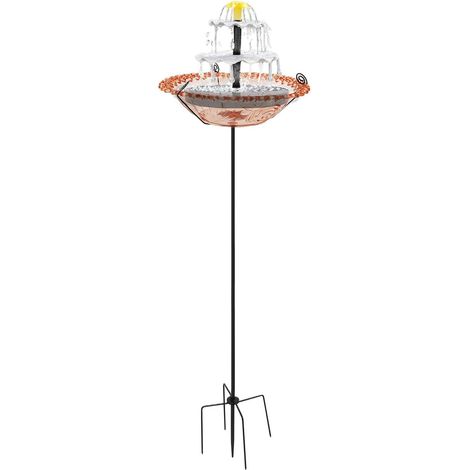 Fontaine solaire pour bain d'oiseaux Fontaine solaire pour bain d'oiseaux Pompe fontaines à oiseaux sur piquets jardin Fontaines d'eau en cascade à 3 couches avec support sur piquet en métal (1/5)